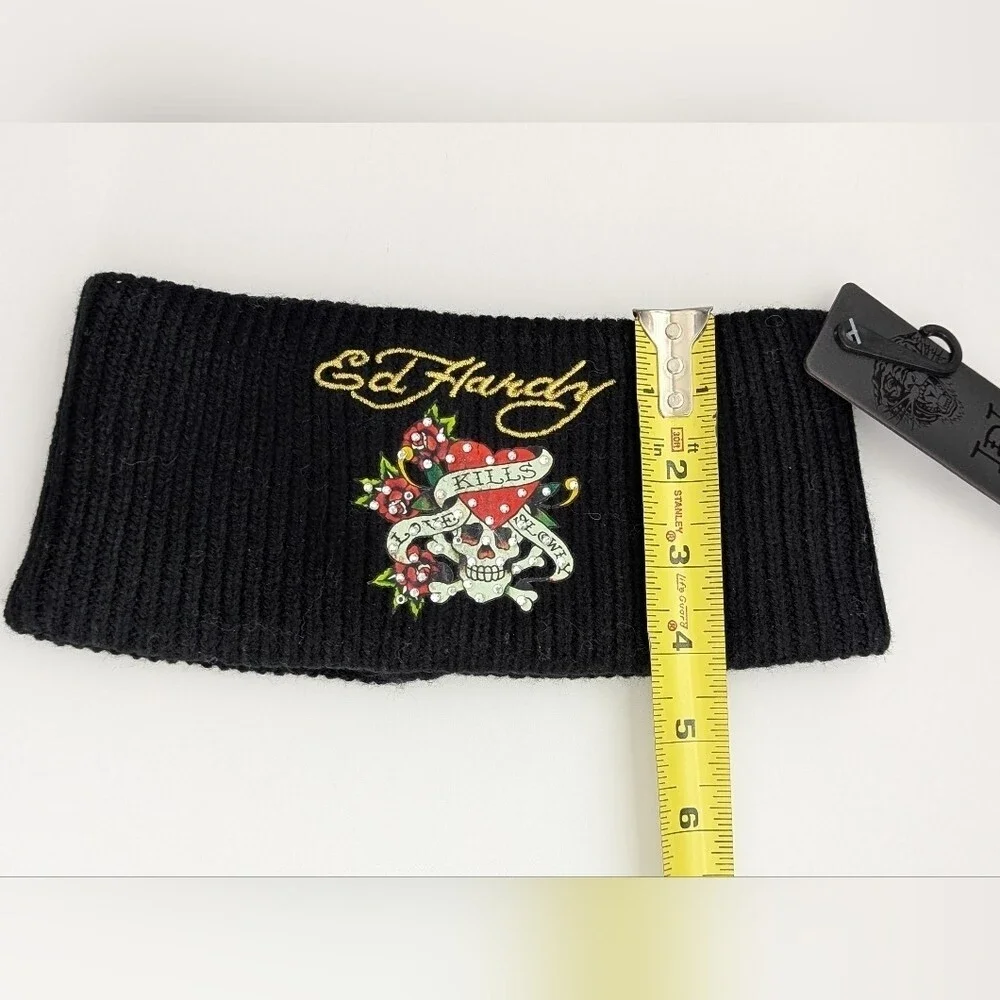 NWT Ed Hardy Winter Knit Headband Head/Ear Wrap/Warmer Kills Love Slowly